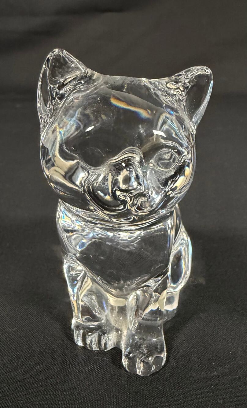 Princess House Pets Cat Figurine 24% Lead Crystal Germany Vintage 1980s